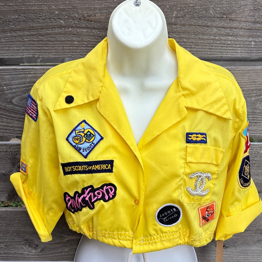 Repurposed Boy Scouts Leader shirt by “Jagged Threads”